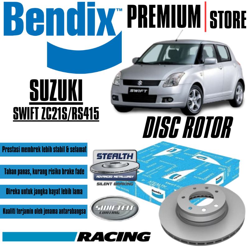 Bendix Front Set Disc Rotor - Suzuki Swift ZC21S/RS415 1.3/1.5L 2010 BR2584