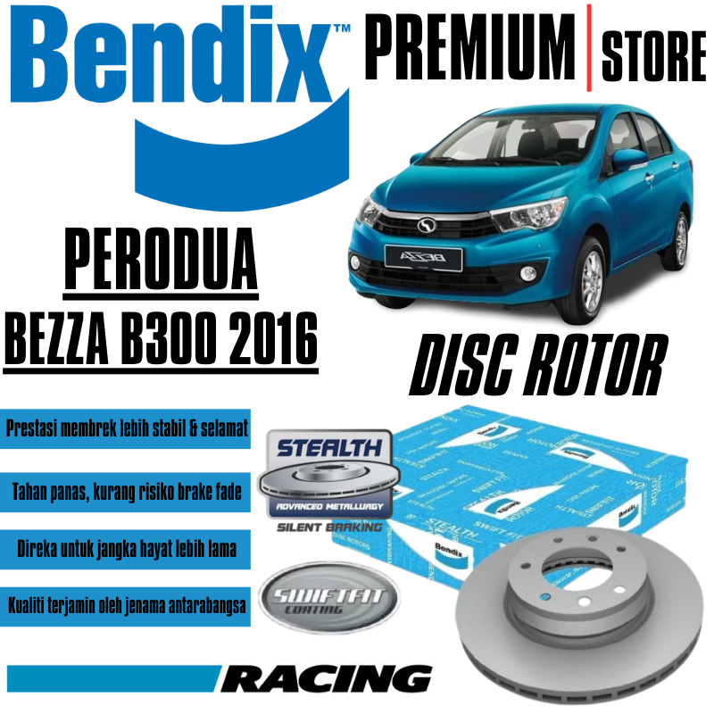 ชุดหน้า Bendix โรเตอร์ - Perodua Bezza B300 1.0/1.3L 2016 BR9506