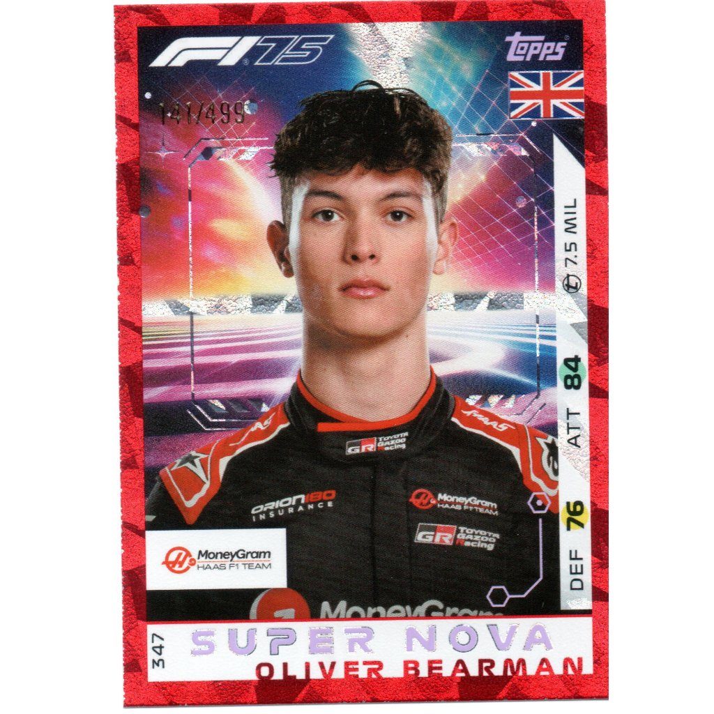 Topps F1 Turbo Attax 2025 - Oliver Bearman Supernova /499 Red Diamond