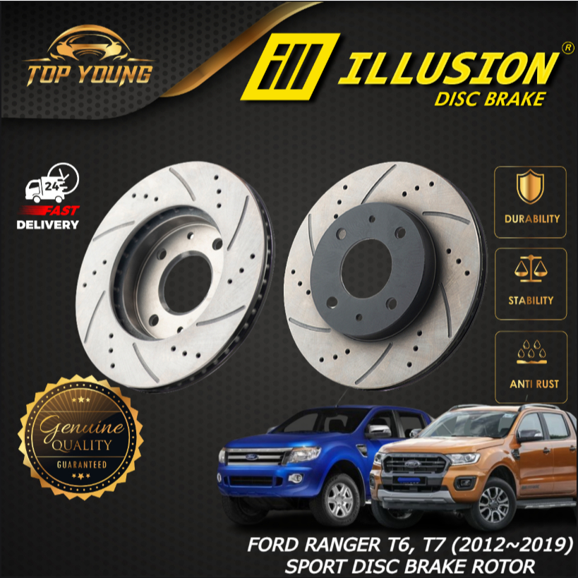 ILLUSION FORD RANGER T6 / T7 ( 2.2/3.2 ) (2012~2019) ด้านหน้า (FW) (DEPAN) TOR SPORT SLOTTED & DRILL
