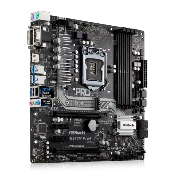 ASRock H270M Pro4 Intel LGA-1151 (รองรับโปรเซสเซอร์ Intel 6th/7th) เมนบอร์ดโลหะผสมสูงสุด
