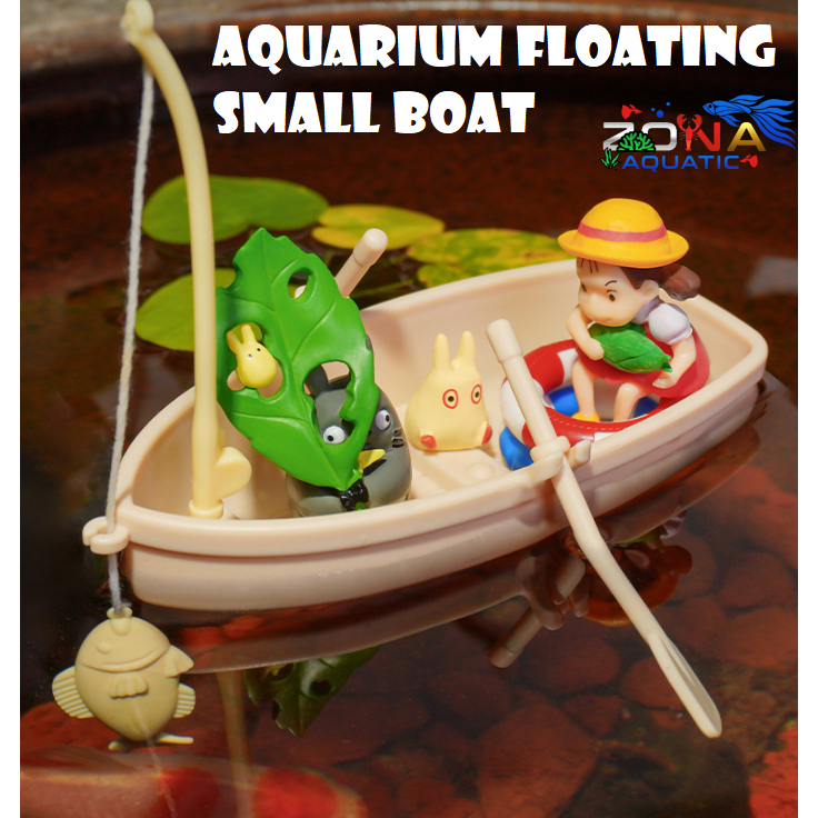 ถังปลา ORNAMENTS AQUARIUM FLOATING SMALL BOAT FISHING BOAT AQUARIUM DECORATION เข็มแหลม