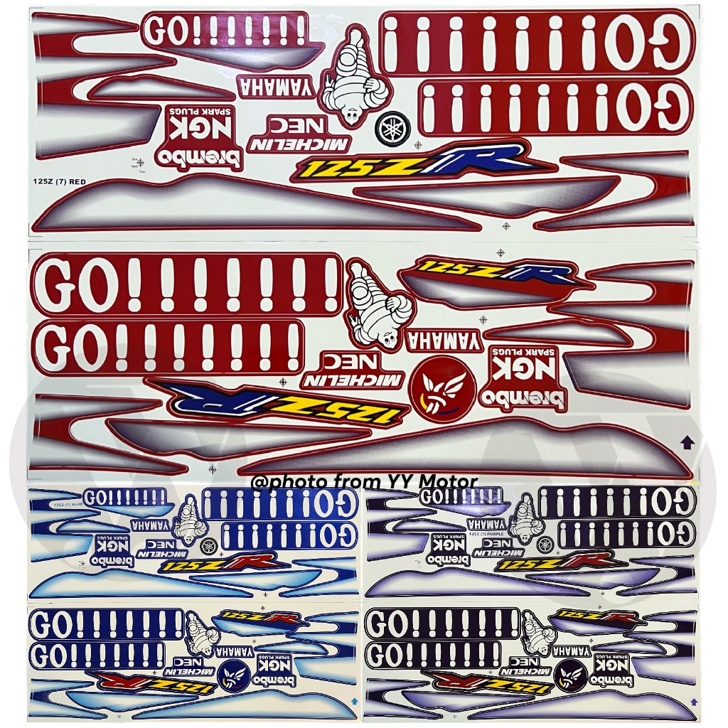 Yamaha y125 (7) y125zr y125z z125 kualiti พรีเมี่ยมมอเตอร์ฝาครอบ stiker สติกเกอร์แถบ 1 ชุดรถจักรยานย