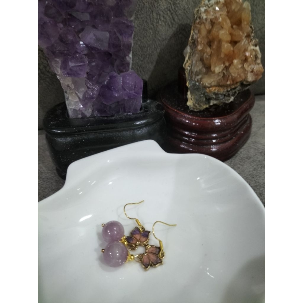 ต่างหู Natural Kunzite ต่างหู 天然 Kunzite สุดพิเศษ Jandeahold · ถูกนํามาล้าง