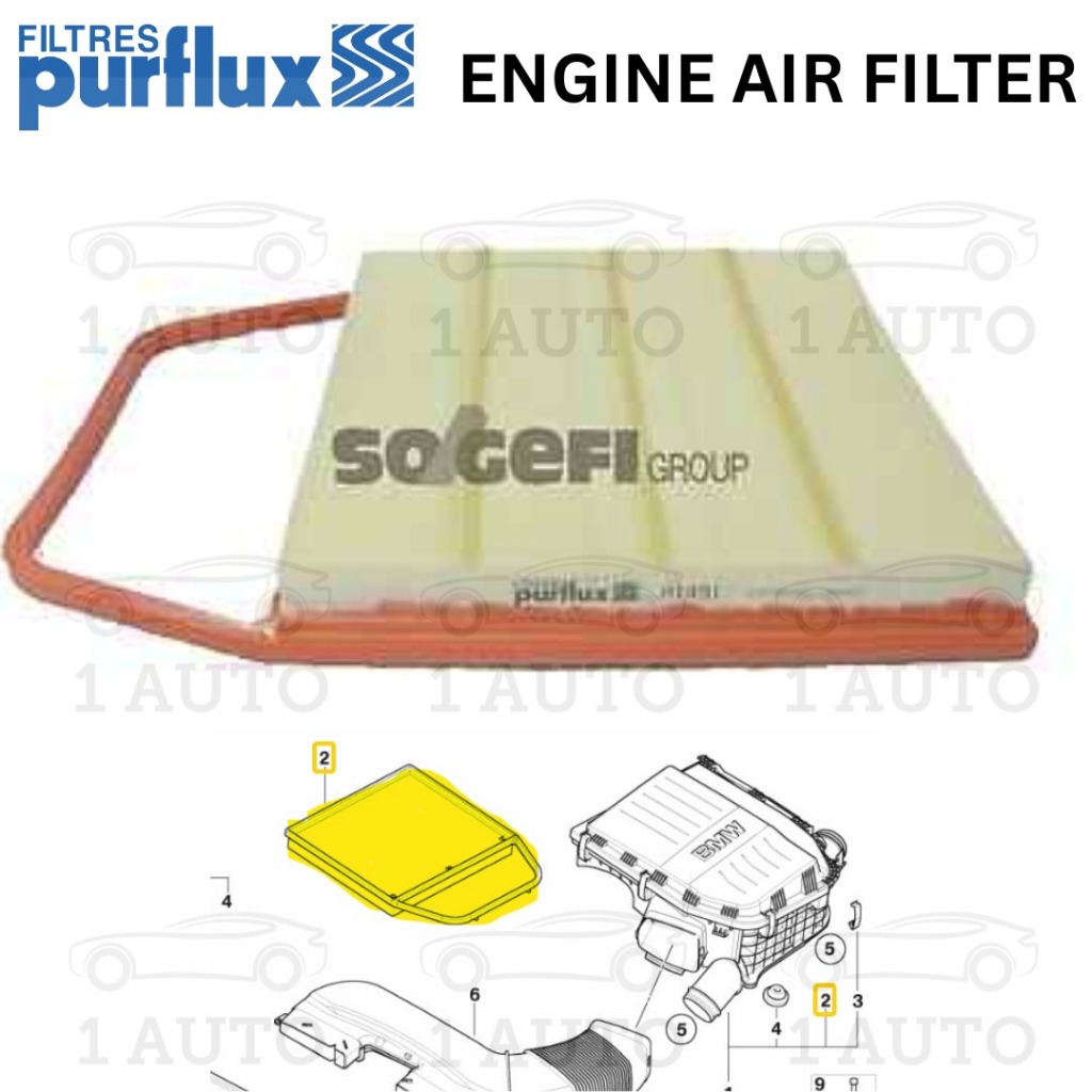 PURFLUX FRANCE เครื่องยนต์กรองอากาศ BMW Z4 E89 35i E90 E92 335i N54 เครื่องยนต์