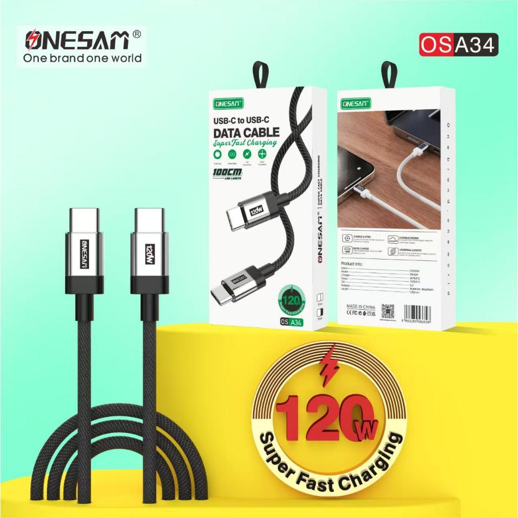 ONESAM OS-A34 120W PD USB Data Cable / การชาร์จที่รวดเร็วเป็นพิเศษ 120W / การฉีกขาดที่ทนทาน