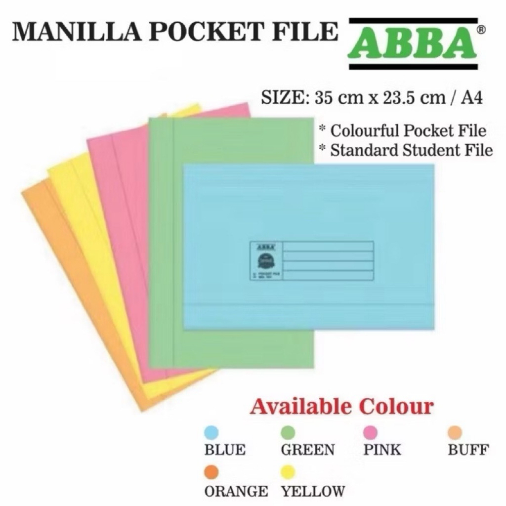 แฟ้มพกพา Abba (144 ชิ้น/กล่อง) ABBA Fail Poket No.222 ที่วางเอกสาร Manila