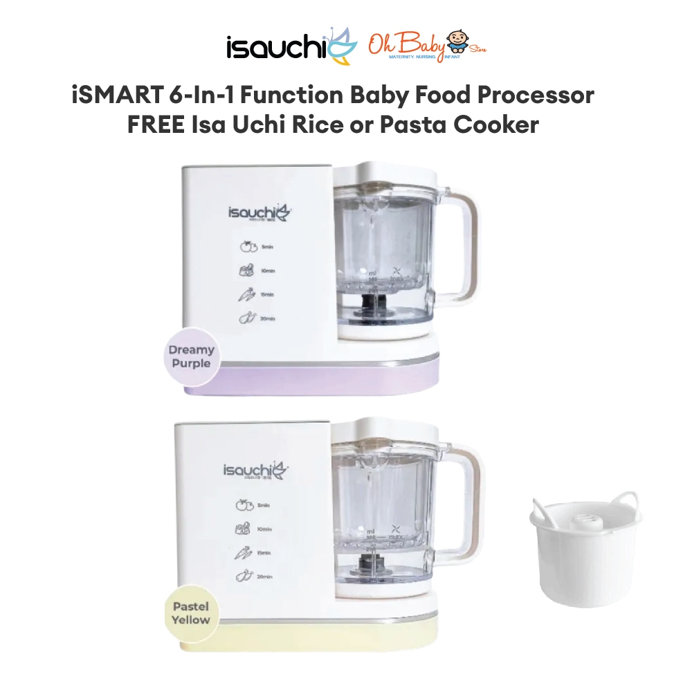 Isa Uchi iSMART เครื่องเตรียมอาหารเด็กฟังก์ชั่น 6-In-1 ฟรีหม้อหุงข้าว Isa Uchi หรือพาสต้า