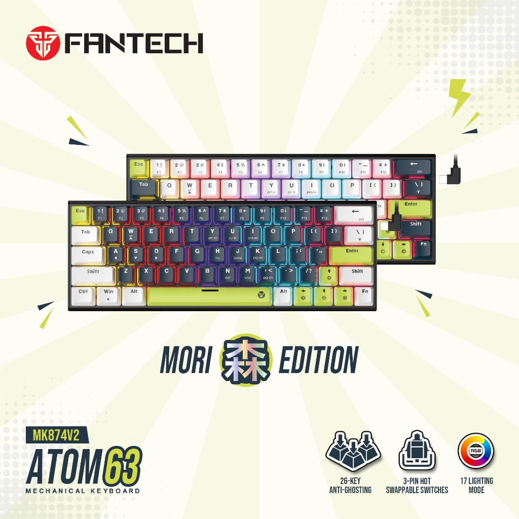 FANTECH MORI EDITION ATOM MECHANICAL KEYBOARD - MK874V2,MK877S,MK878S