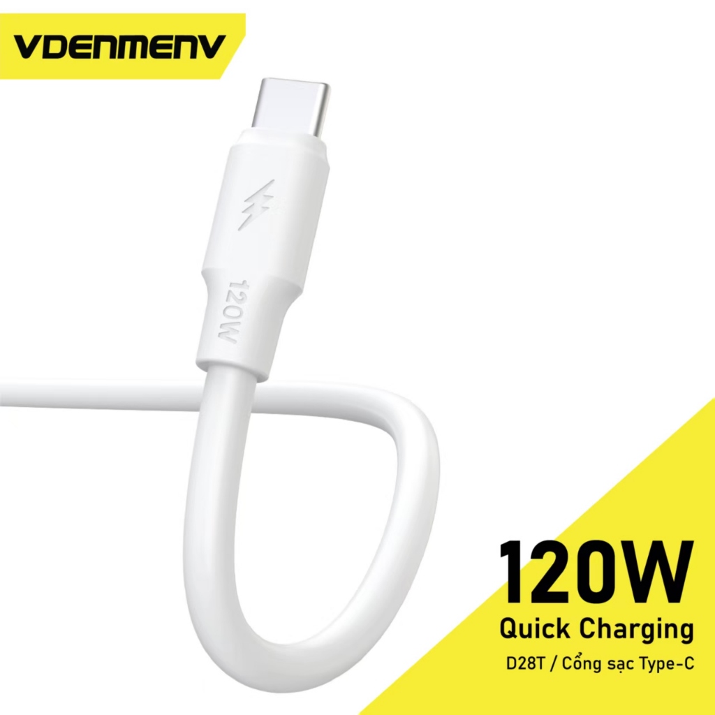 VDENMENV TYPE C สายชาร์จ 120W SUPERQUICK CHARGING OD6.0 D28T LENGTH 1.0M