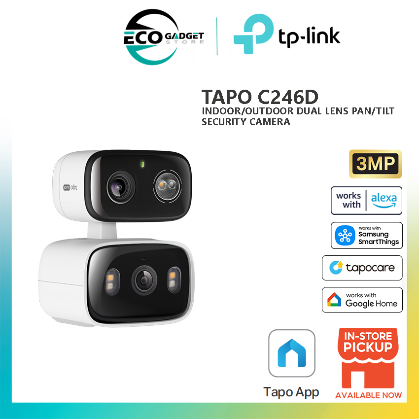 TP-Link Tapo C246D ในร่ม/กลางแจ้ง Dual เลนส์ Pan/Tilt Security กล้อง 2K 3MP Dual เลนส์ 125 FOV 6 มม.