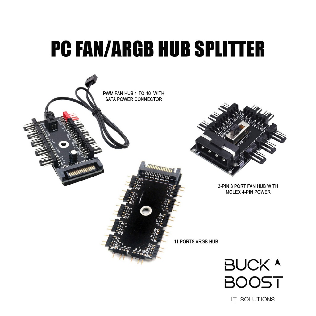 Desktop PC Fan Hub (PWM / Molex) ARGB Hub Splitter