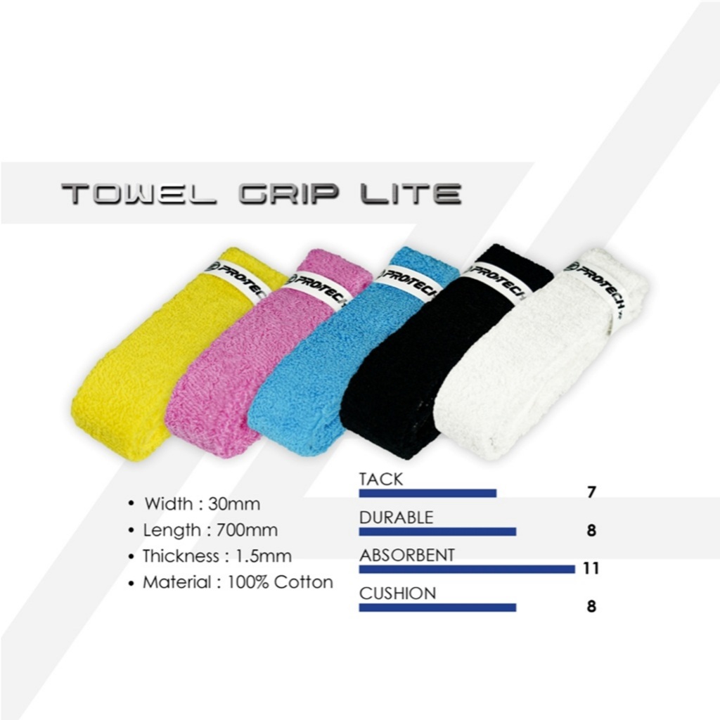Protech Badminton Racquet High Absoption Towel Grip Lite (บาง) - (1 ชิ้น)