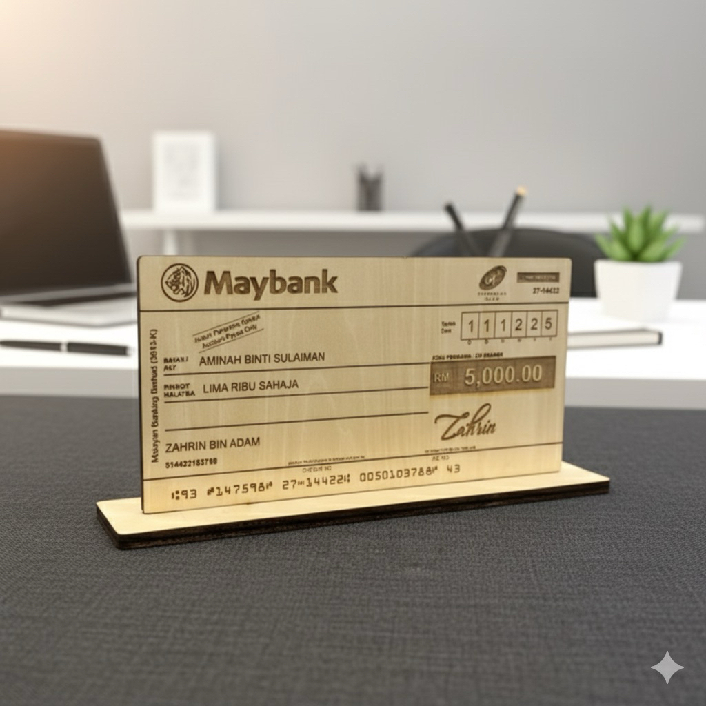 Limited Mockup Cheque Ukir Kayu