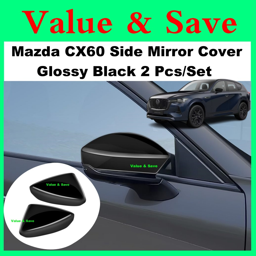 Mazda CX-60 CX-80 ด้านข้างดูกระจกฝาครอบ Protector Gloss สีดํา 2 ชิ้น/เซ็ตรถอุปกรณ์เสริมภายนอก CX60 C