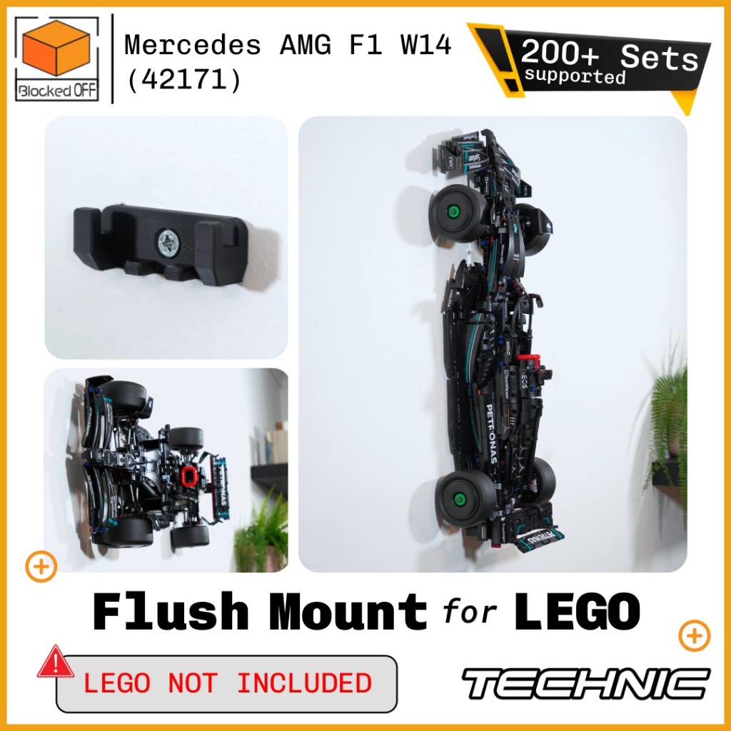 Flush Wall Mount สําหรับ Lego Technic Mercedes AMG F1 W14 E (42171)