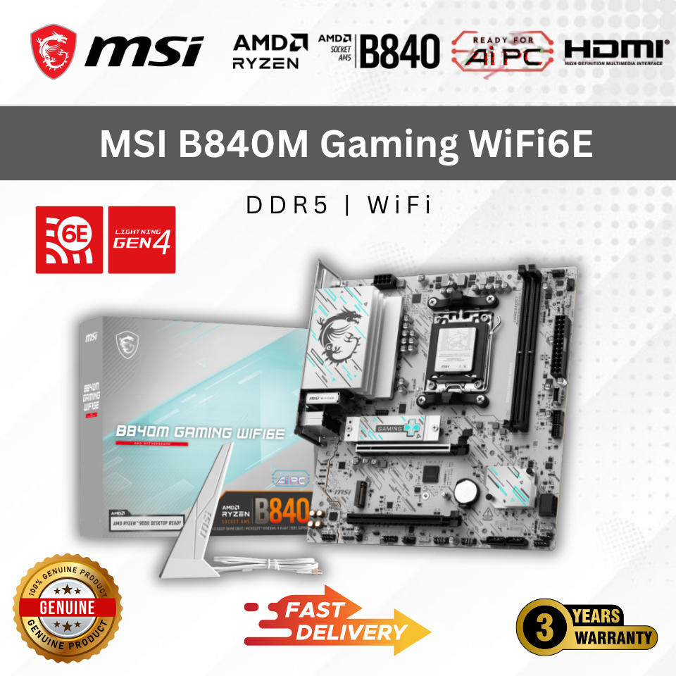 MSI B840M Gaming Wifi6E MATX เมนบอร์ด DDR5 AM5