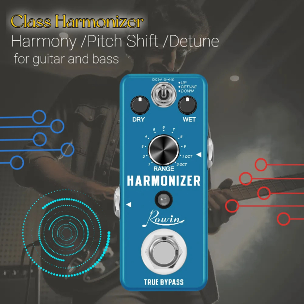 Harmonyzer Pedal Digital Effect Pedal Harmonic Harmony Pitch Shifter True Bypass สําหรับ EI