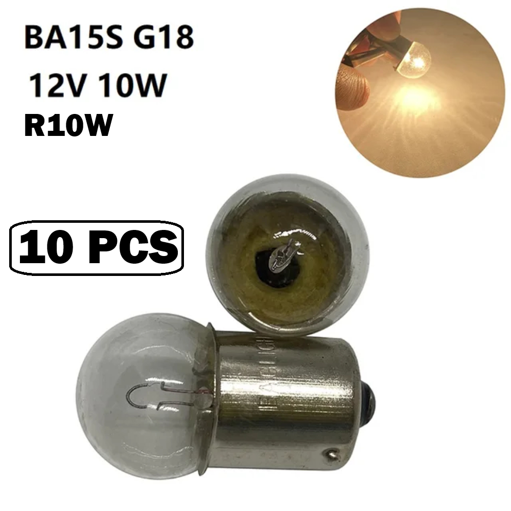 10PCS G18 R10W 89 BA15s 12V 10W ไฟแสดงสถานะโคมไฟขนาดเล็กรถรถจักรยานยนต์มอเตอร์หลอดไฟฮาโลเจนเลี้ยวหลอ