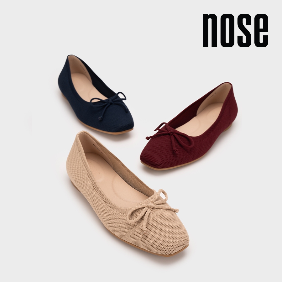Nose Cloud9 FlyKnit Ribbon Ballet Flats Kasut Balerina Rata Harian Kasut Comfy Perempuan Slip On