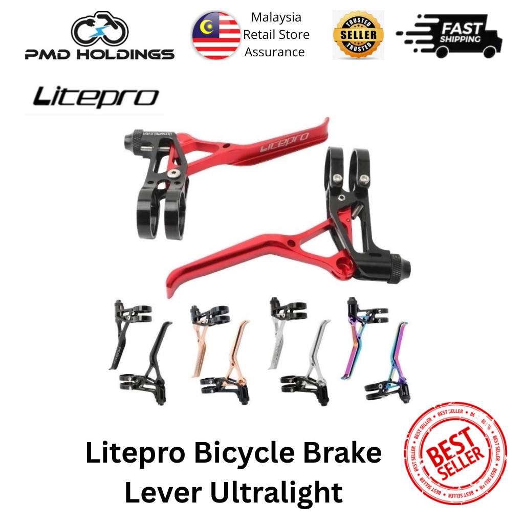 Litepro คันเบรคจักรยาน Ultralight 64g CNC อลูมิเนียมอัลลอยด์ V คันมือจับเบรคสําหรับจักรยานพับจักรยานเสือหมอบ (สีแดง)