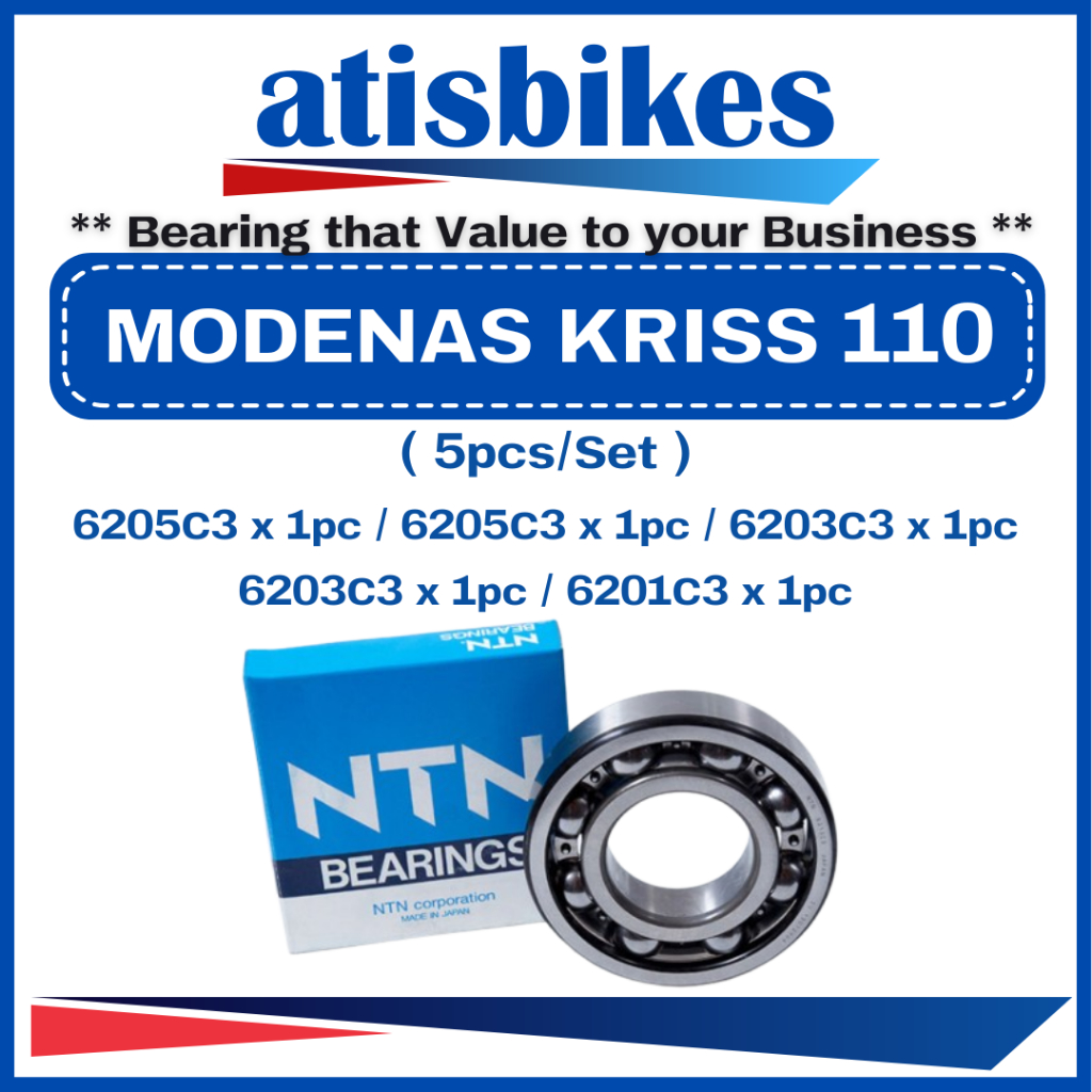 MODENAS KRISS 110 ( 5 ชิ้น/เซ็ต-C3 เครื่องยนต์รถจักรยานยนต์เกียร์และแบริ่งเพลาข้อเหวี่ยง 6201C3 6203