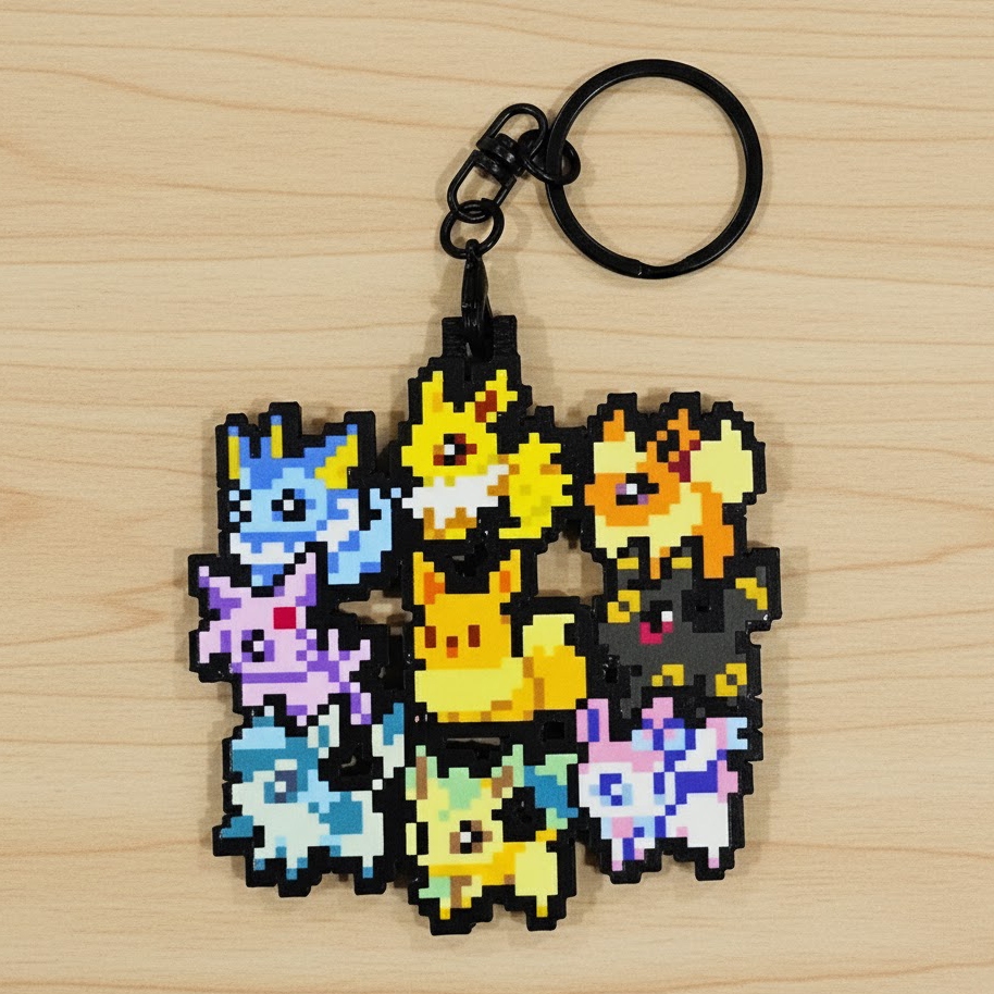 พวงกุญแจ Pokemon Eevee Evolution Pixel Art