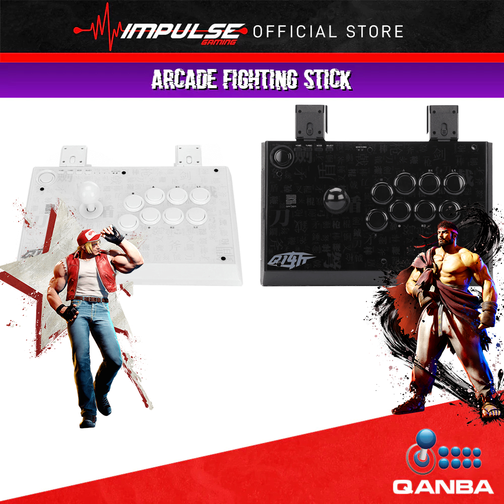 Qanba Q1 Sanwa Fighting Stick (เข้ากันได้กับ PC/Android/Switch/Switch2) - สีดํา/ขาว