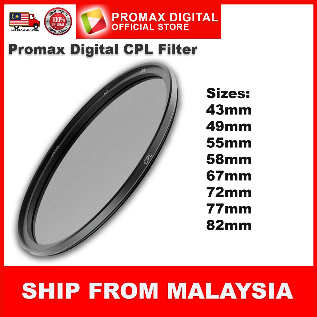 Circular Polarizing Filter 43mm , 49mm , 55mm , 58mm , 67mm , 72mm , 77mm , 82mm CPL Filter
