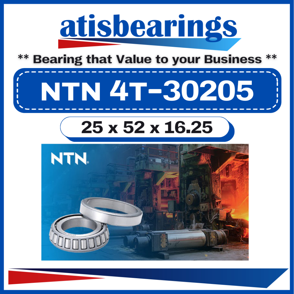 NTN 4T-30205 ( 25 x 52 x 16.25 แบริ่งลูกกลิ้งเรียวเมตริก 4T 30205