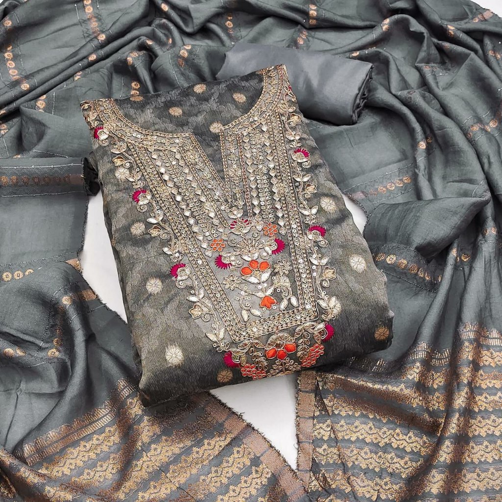 Unstitched Punjabi ชุดวัสดุ Seamer Jacquard พร้อมงานลําดับ Kain Jahit Punjabi ชุด