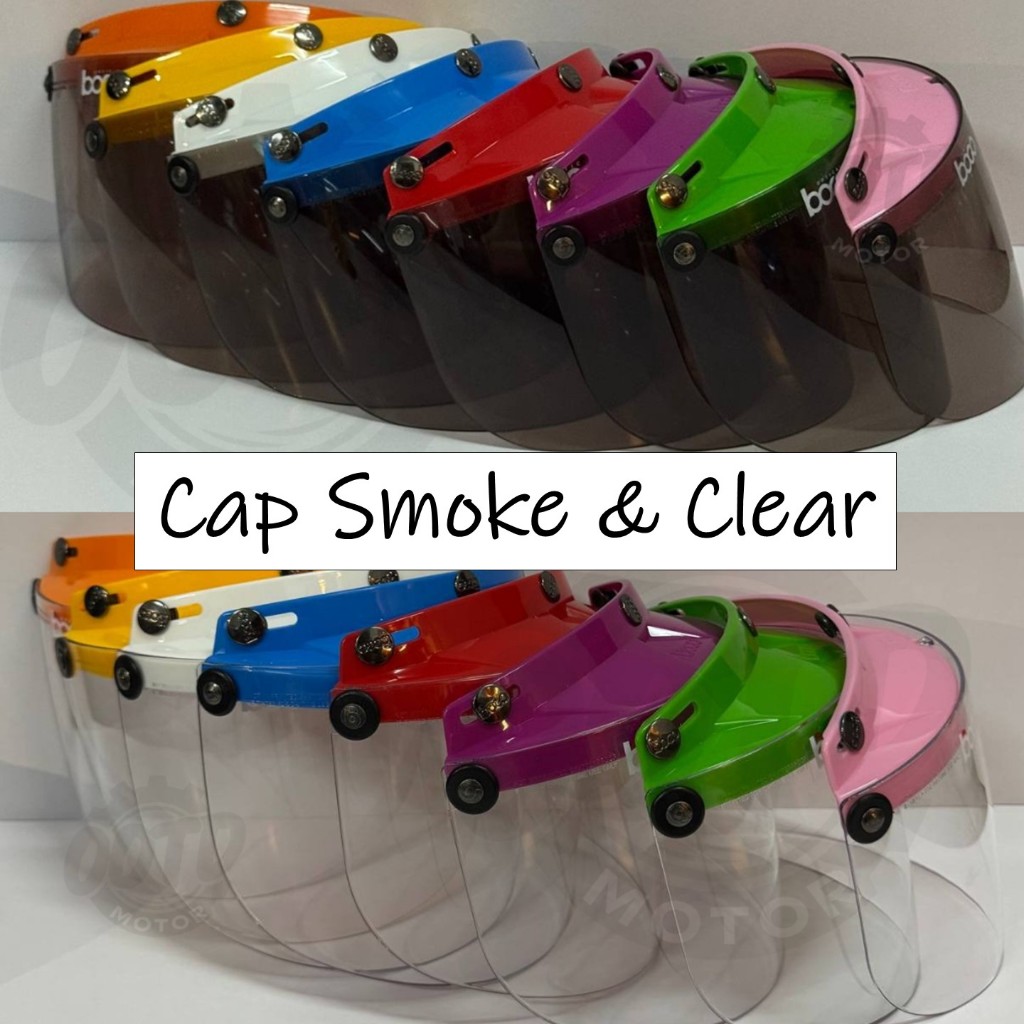 Universal Cap Visor 3 ปุ่ม Pin Bogo Topi Cermin Clear/Smoke Warna Cap Visor