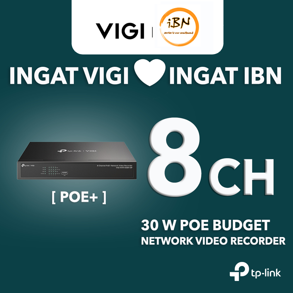 TP-Link กล้องวงจรปิด 16MP 8 Channel PoE+ NVR (8CH IP CCTV Network Video Recorder) VIGI NVR1008H-8P @