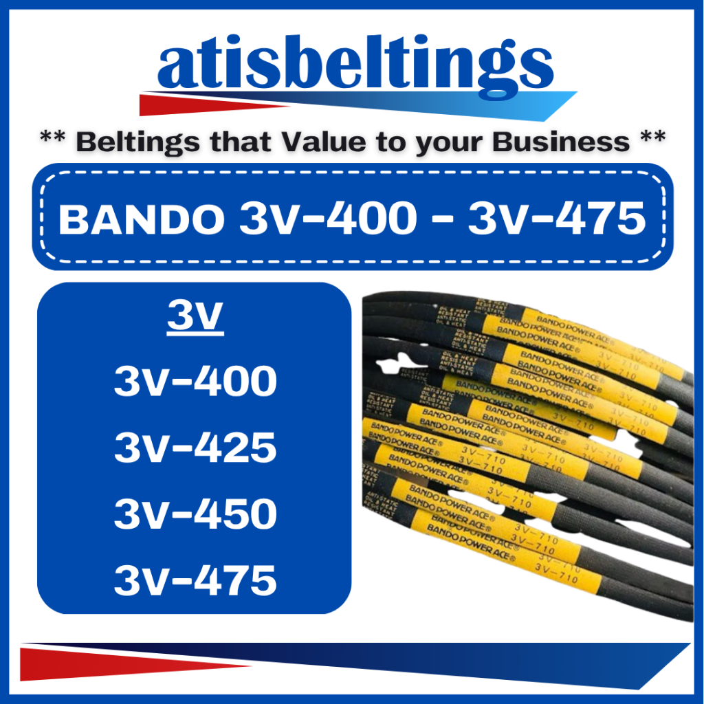 BANDO 3V400 3V425 3V450 3V475 Industri Mesin มอเตอร์คอมเพรสเซอร์พัดลมเข็มขัด - POWER ACE 3V-400 3V-4