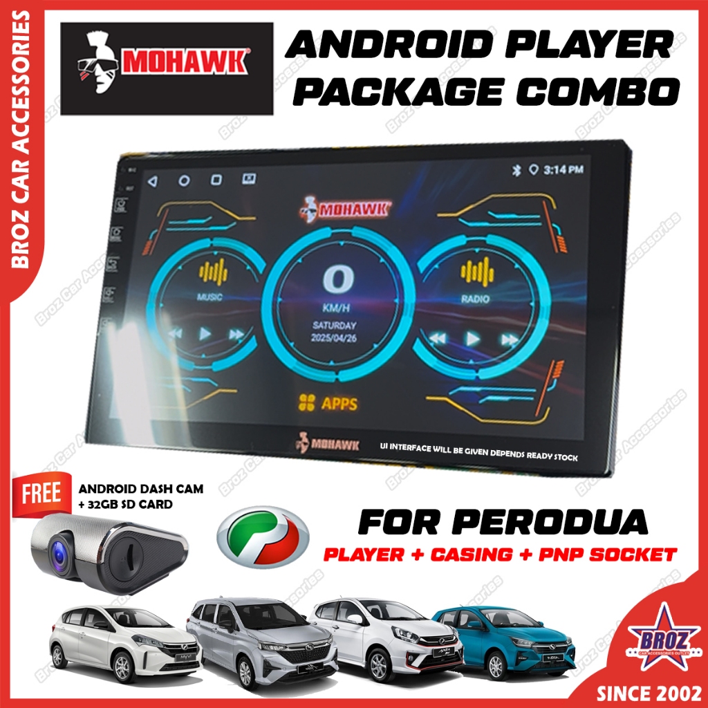 [PERODUA] MOHAWK Kereta Android Player 9 10 นิ้ว 2+64 GB 4+64GB RK3326 RAM ROM รถมัลติมีเดียเครื่องเ