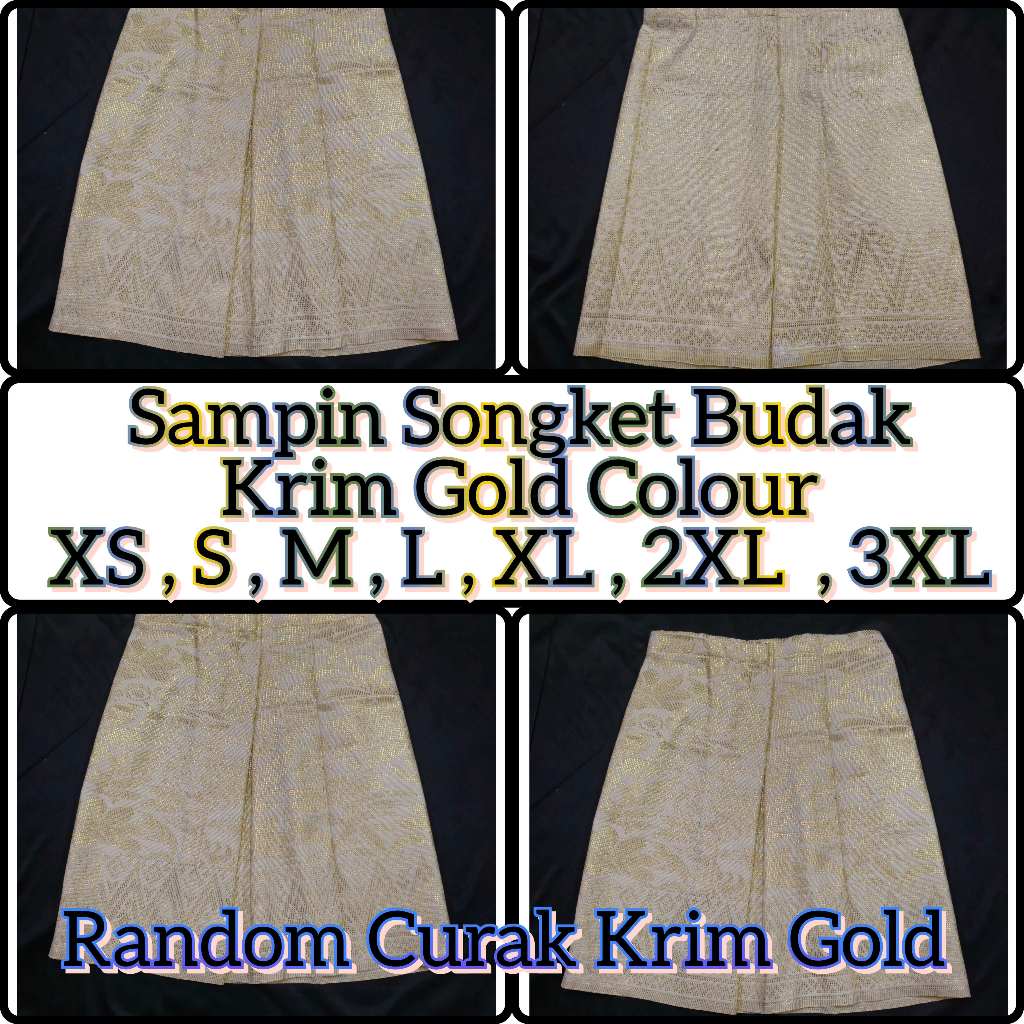 SAMPIN SONGKET BUDAK PRIMIUEM QUALITY GRIM GOLD XS , S, M, L, XL, 2XL, 3XL RANDOM CURAK มาใหม่สําหรั