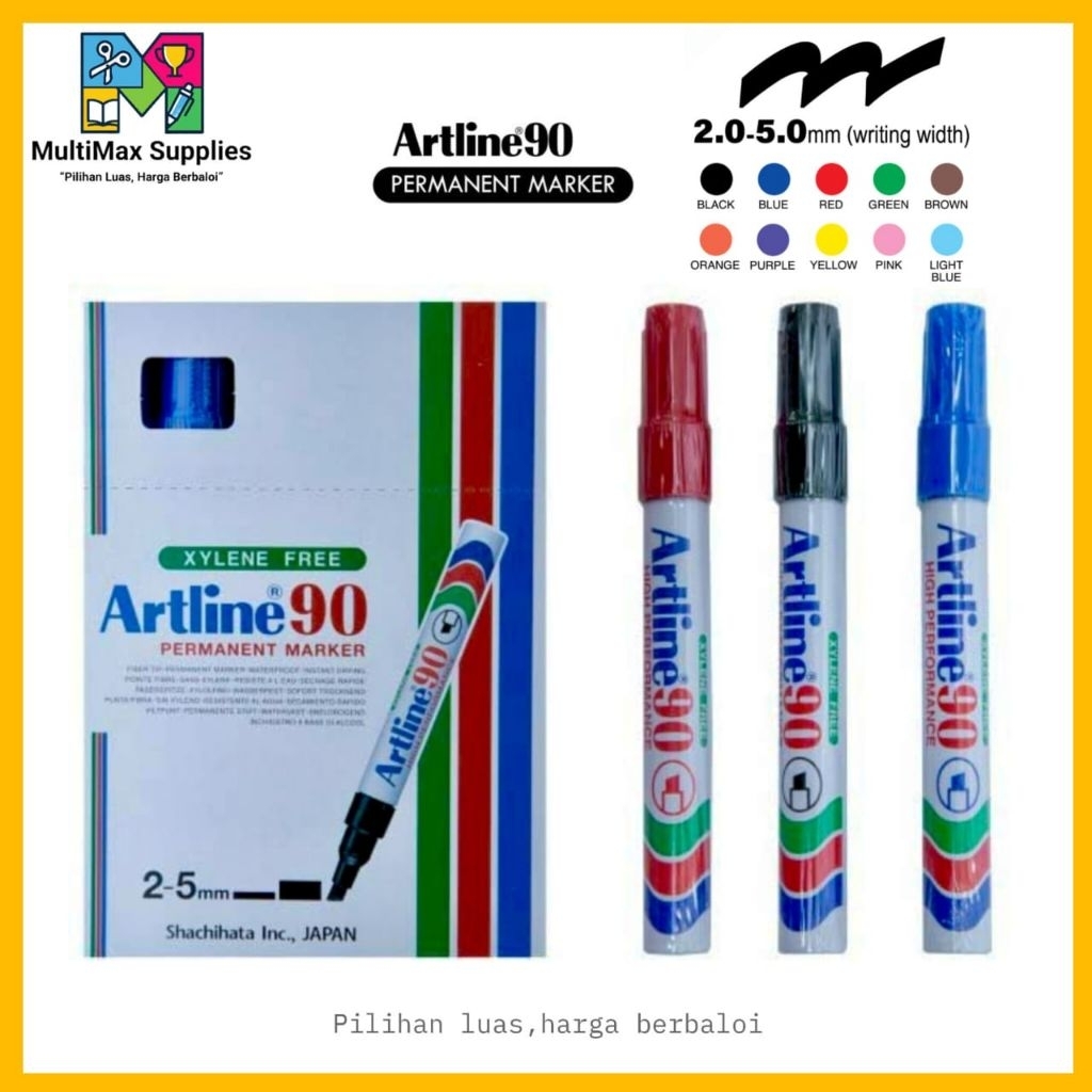 ปากกามาร์กเกอร์ถาวร Artline 90 (1 กล่อง = 12 ชิ้น)