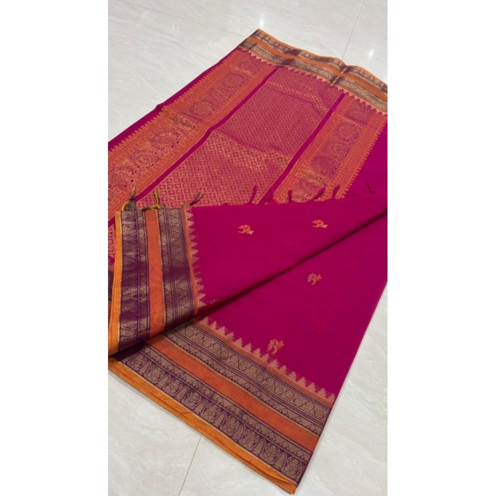 GRAND PALLU KANCHI COTTON SAREES พร้อมการวิ่ง BLOUSE