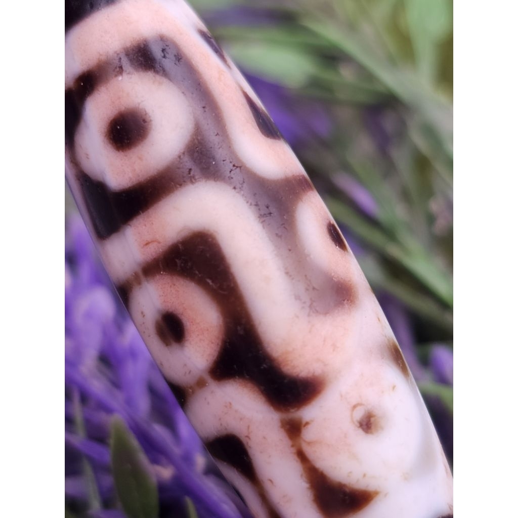 39.2 มม.x 13.2 มม.น้ํามัน Cinnabar Nine-Eyed Dzi Collection Nine-Times Mering Growth เพิ่มประสิทธิภา