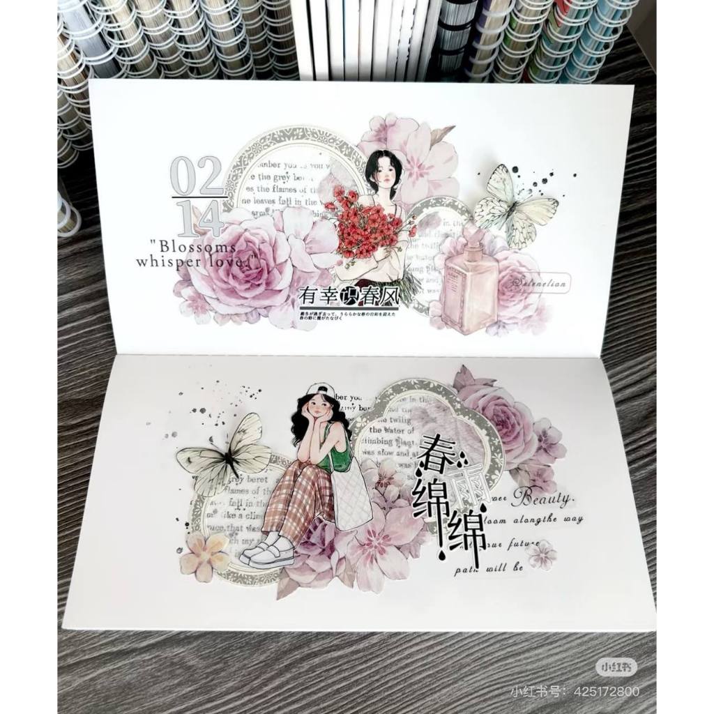 Yier~Honey Girl Sweet Girl Character washi Paper Handbook Die-Cutting tape washing One Loop tape Release Paper-5.5cm * 120cm - รูปที่ 4