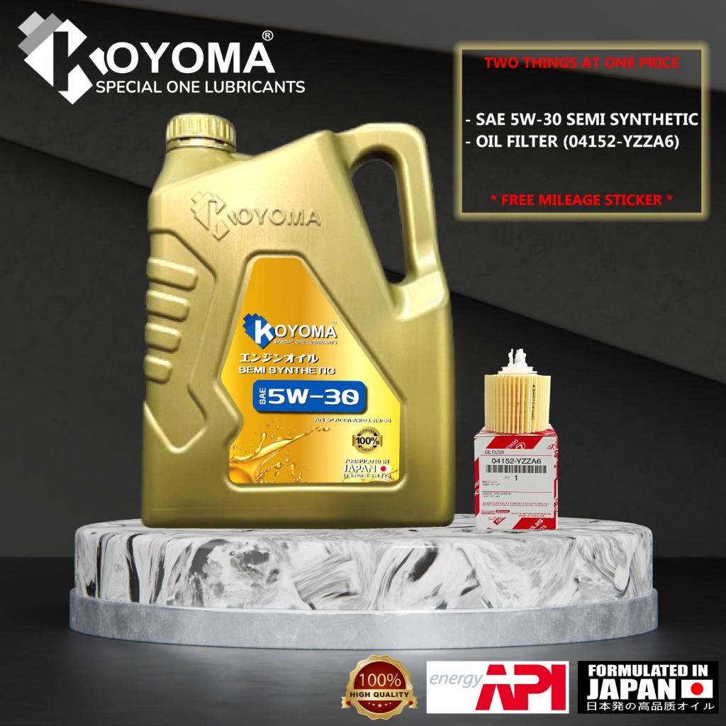 KOYOMA 5W30 SEMI SYNTHETIC + กรองน้ํามัน TOYOTA 04152-YZZA6
