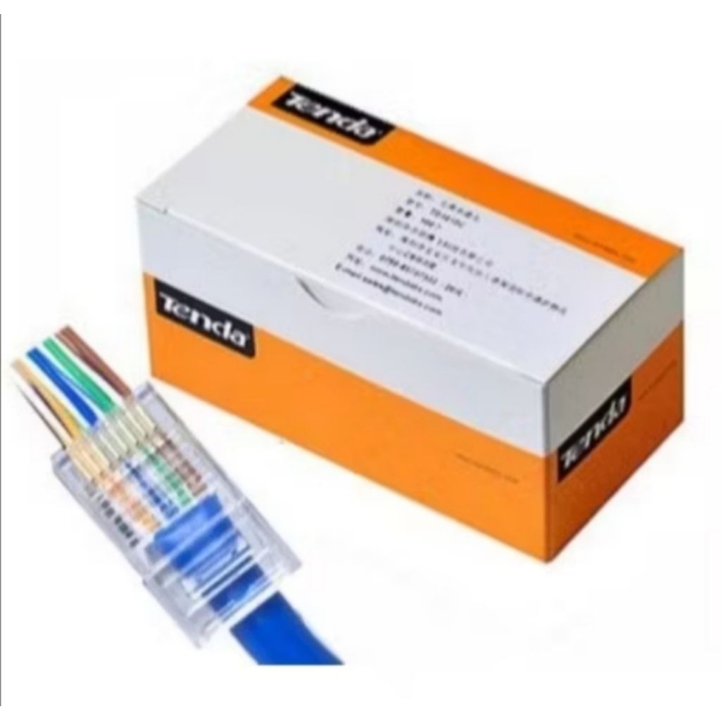 100pcs Tenda Cat5e RJ45 ผ่าน RJ45 Connector RJ45 สาย Lan Connector Cat5e