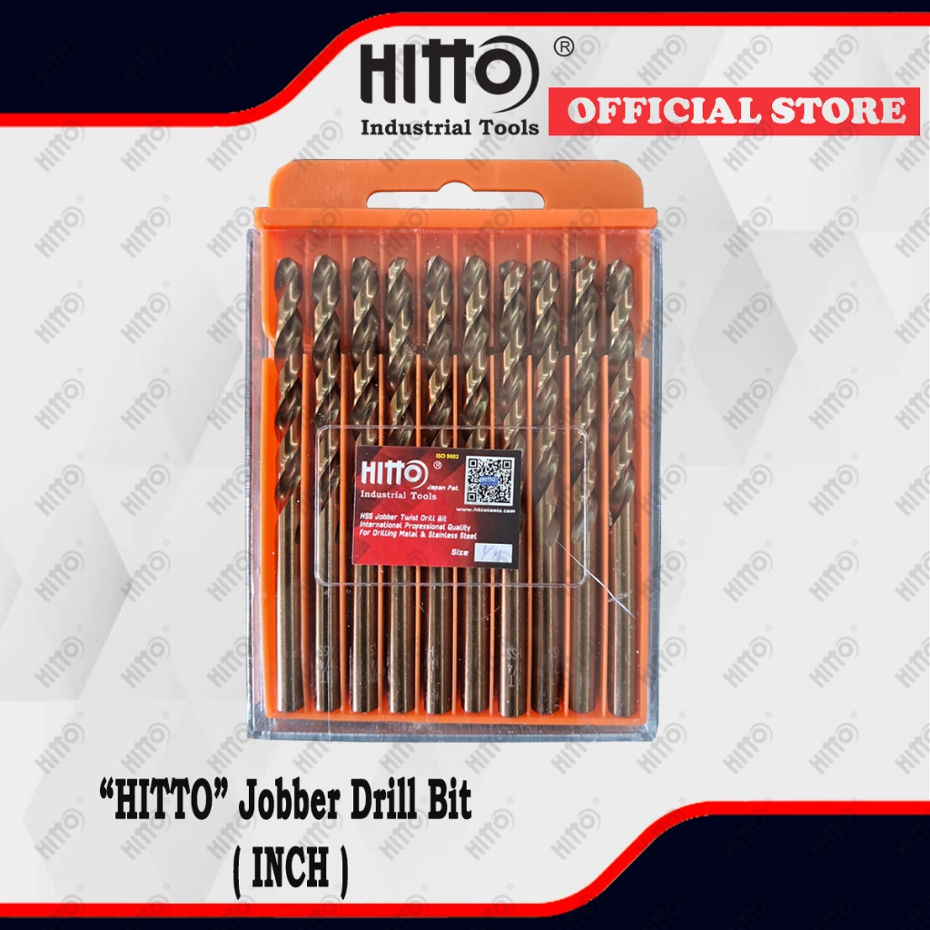 [ HITTO ] ดอกสว่าน Jobber / ดอกสว่านสําหรับเจาะโลหะสแตนเลส (10 ชิ้น/แพ็ค) ( INCH ) ( 12HDB0 )