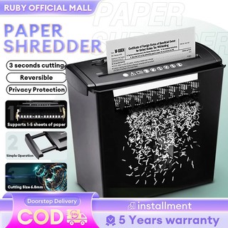 Paper Shredder Machine Straight Cut 6 Sheet Automatic 10L/7L Capacity Office