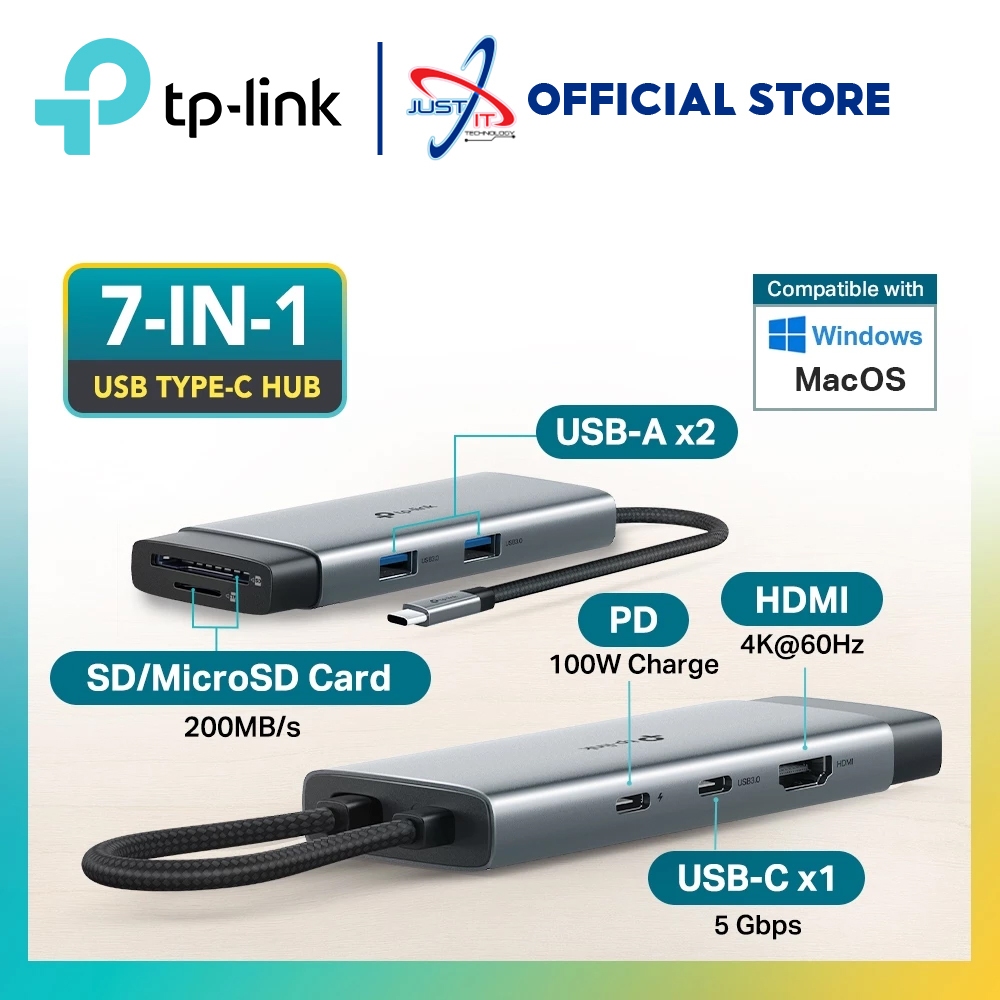 TP-LINK UH7020C / UH7021C USB TYPE-C 7-IN-1 HUB สําหรับ LAPTOP / NOTEBOOK / LAPTOP