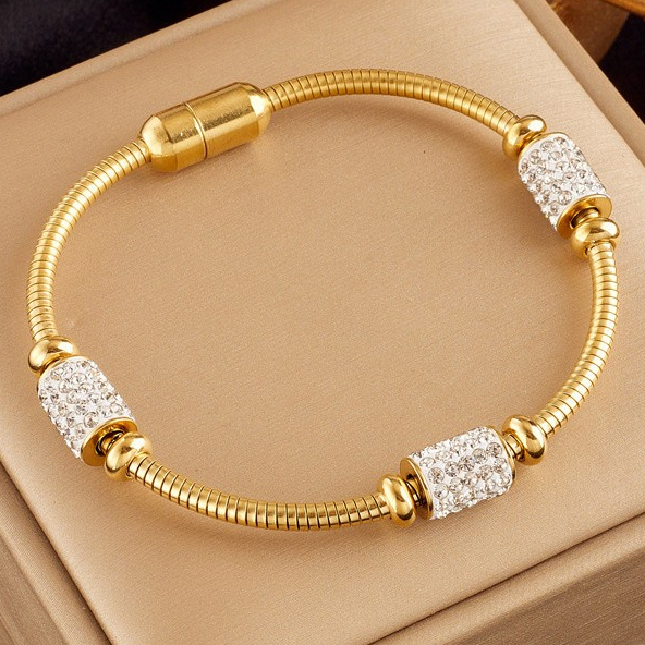 DORA BANGLE GOLD TITANIUM STEEL ZIRCONIA BANGLE GELANG TANGAN ANTI KARAT JEWELERY