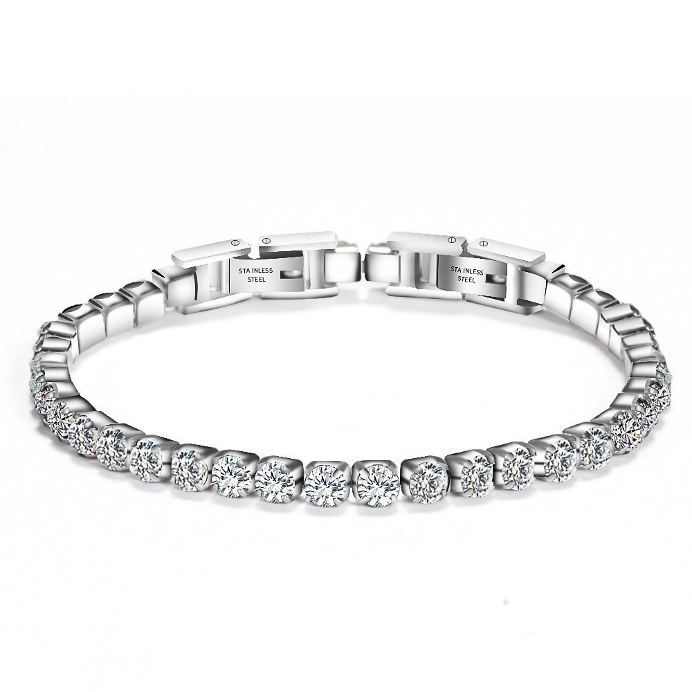 MATRIX TENNIS BRACELET CUBIC ZIRCONIA TITANIUM JEWELLERY GELANG TANGAN ANTI KARAT