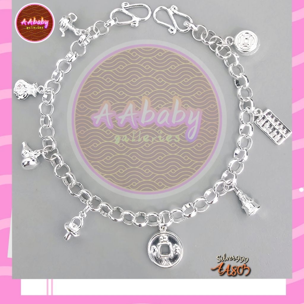 AAbaby Galleries AA803 Baby S999 Silver Anklet Bracelet สร้อยข้อมือเด็กรุ่นใหม่ AA803 Baby S999 Silv