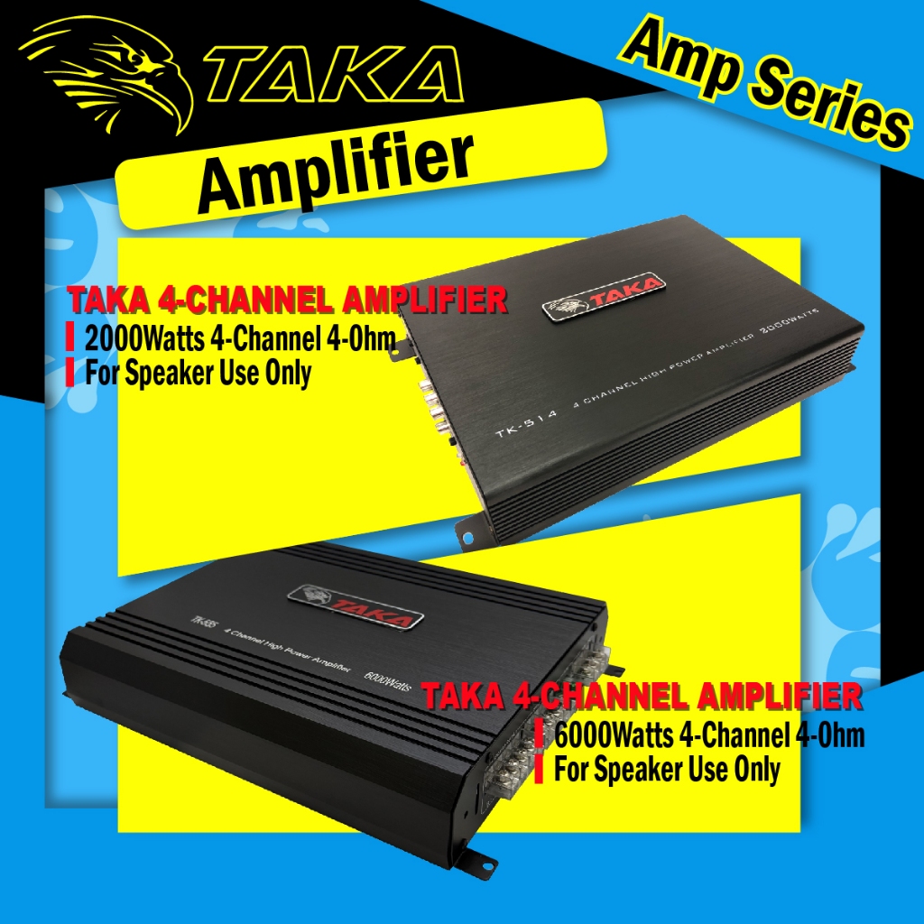 เครื่องขยายเสียงรถยนต์ 2000 วัตต์ / 6000 วัตต์ 4-CH ช่อง TAKA Car Power Amp TK-514 / TK-555 เหมาะสํา
