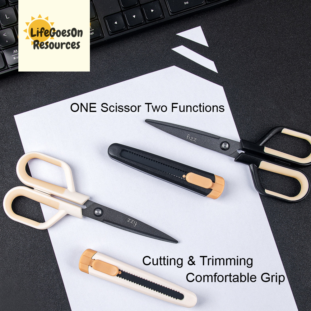 Fizz 2in1 Multi function กรรไกร Teflon-Cated Craft Blade Anti-กาวกันสนิม Home Office เครื่องตัด Gunt